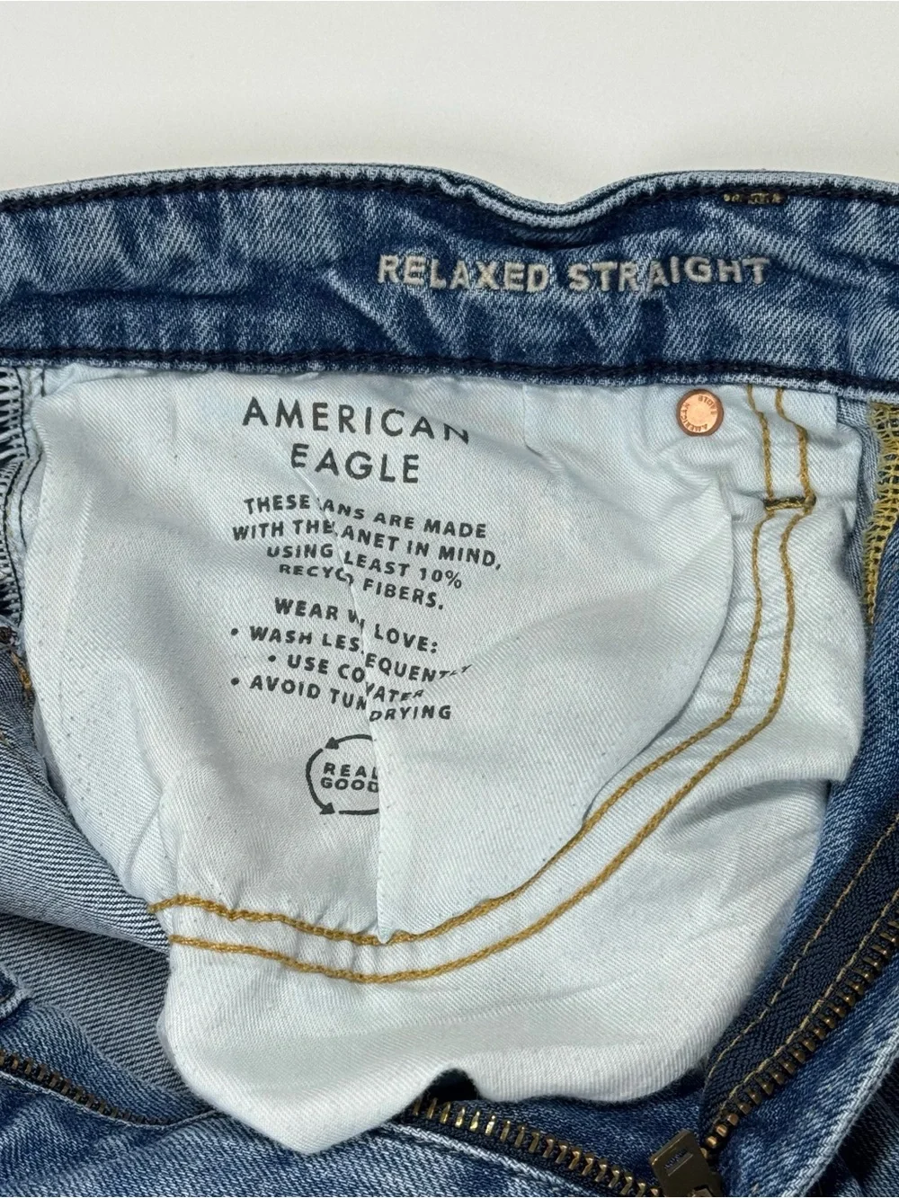 American Eagle Easy Flex Blue Jeans Relaxed Straight 33x34